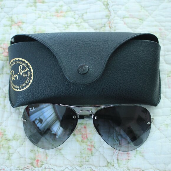 Ray Ban Sunglasses Unisex Aviator Rimless/Silver Grey Gradient Lens - Picture 1 of 4